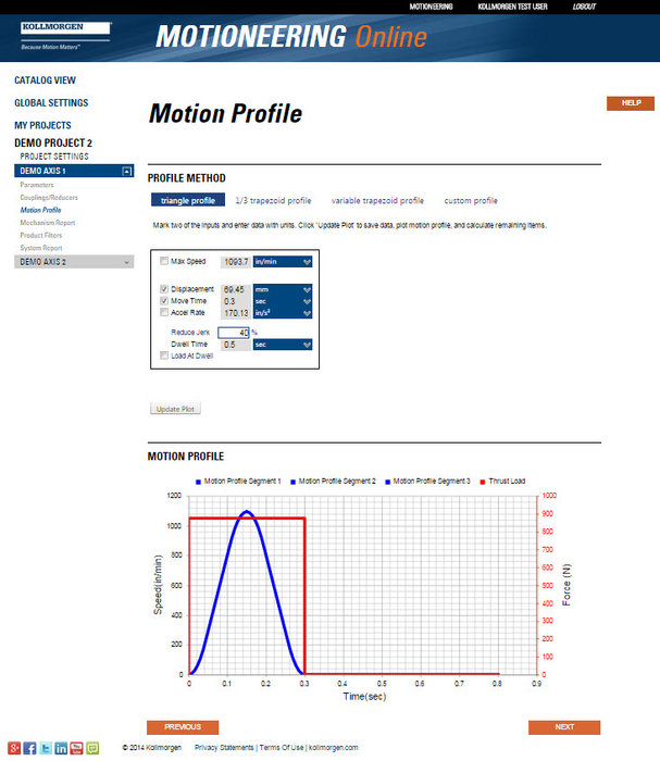 Seleziona rapidamente una soluzione di motion con il NUOVO motore di ricerca web MOTIONEERING<sup>®</sup> Online di Kollmorgen